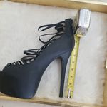 Pazzle 🖤Size 10 Black Platform Zip back heels Photo 6
