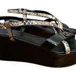 Giorgio Armani  Snakeskin Patent Platform Slingback Wedge Sandals Size 39.5 9 Photo 0