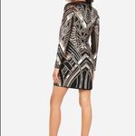 EXPRESS  sequin shiny gold & black vneck long sleeve bodycon dress Photo 2