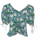 Perseverance London Mambo Floral Puff Sleeve Top Size 6 Floral 100% Linen Photo 6