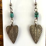 Sterling Silver Leaf & Turquoise Dangle Earrings Photo 0