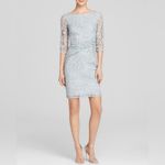 Adrianna Papell  mint lace overlay long sheer sleeve sheath dress NEW 12 Photo 9