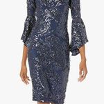 Betsy and Adam  Women's Off Shoulder Sequin Dress in Navy Blue Photo 0