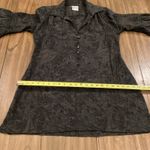 Anthropologie Finley Bradley Jacquard black gray long bell sleeve Mini Dress L Size M Photo 4