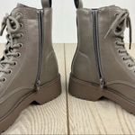 Olivia Miller Crystal Lace Front Combat Boot 6.5 Light Grey Faux Leather $105 Photo 5