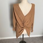 1. State asymmetrical knot back Women's Beige Crew Neck Sweater size large Photo 3