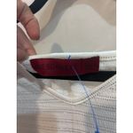 White Metallic Stripe V Neck Short Sleeve Lightweight Knit Top Size Medium Photo 3