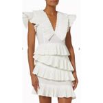 Celia B Bjorn Dress White Crisp Cotton Size Large NWT Pleated Ruffled Trim Photo 2