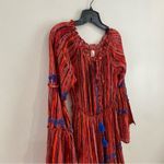 Raga  Red Burnt Orange Metallic Thread Boho Tiered Dress Festival Size XS Photo 4