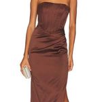 Bardot  Everlasting Corset Strapless Satin Gown Chocolate Photo 1