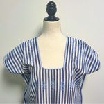 Tuckernuck Ivory Blue Stripe Mini Sullivan Embroidered Canvas Caftan Tunic Small Photo 1