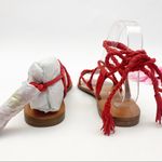 Frye Ruth Suede Leather Whipstich Gladiator Ankle Wrap Sandals Flats: Red Photo 11