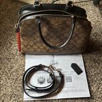 Coach  Colorblock Coated Canvas & Leather Lillie Carryall Authentic Photo 12