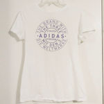 Adidas  White & Purple Spellout Logo The Go-To Tee Tshirt Photo 0