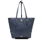 Coach F12184 Town Tote Midnight Navy Pebble Leather Shoulder Bag Gold Hardware Photo 1