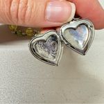 Silver Tone Heart Locket Bracelet Green Rhinestone & Crystal Beaded Photo 9