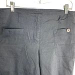Theory Linen Blend Mid Rise Flare Pants 12 Black Front Pockets Zip Belt Loops Photo 1
