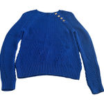 Ralph Lauren Lauren  Woman’s Blue Petite Small Chunky Knit Crewneck‎ Sweater Photo 0