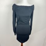 Omai Black Long Sleeve‎ Off Shoulder Ruched Bodycon Dress Date night Party LBD Size L Photo 1