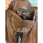 Haute Monde Brown Faux Leather Paperbag Waist Mini Skirt with Pockets, Casual Chic Photo 1