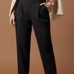 CAbi  High Rise Pleated Pull On Cropped Pants Black Medium Modern Minimalist Photo 0