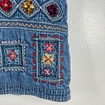 Dress Barn Denim Vest Embroidered Floral Cotton Sleeveless Top Blue Size Small Photo 4
