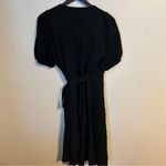 Violets & Roses Dress Midi Black Casual Cocktail Tie Waist Textured Neutral Size 6 Photo 6