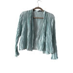 Eileen Fisher Women's Light Blue Pleated Silk High Collar Jacket S Photo 6
