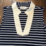 Eliza J  Navy White Striped Sleeveless Tiered Dress Size Medium M Coastal Preppy Photo 4