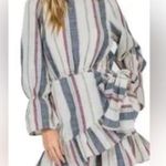 &merci & merci boutique striped Long Sleeve Ruffle wrap Dress sz Medium Photo 0