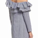 Adelyn Rae  gingham 1 shoulder ruffle dress navy Photo 1