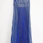 Mac Duggal 
Blue Shimmer Pleated V-Neck Gown Size 10 NWT Photo 0