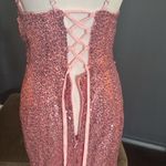 Women’s Pink Sequined Short Homecoming Party Dress Ruffle Hem CorsetBack Size 8 Photo 6
