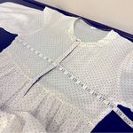 KILOL Midi tiered tunic dress, polka dot print, sheer,deep side slits,buttons XS Black Photo 7