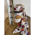 Circus Print Mini Barrel Bag Charm Keychain Case AirPods Coin Pouch NWT White Photo 2