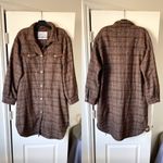 Frank & Eileen  Gavin Shirt Jacket Bouclé Wool Orange Brown Plaid Medium EUC Photo 1