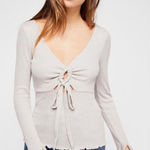 Free People  Say When Long Sleeve Size Small Waffle Knit Ruffle Photo 0
