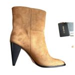 Forever 21 Tan Pointed Toe Ankle Boots Size 10 Faux Suede Cone Heels New Booties Photo 2