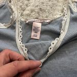 Victoria's Secret Victoria’s Secret Small Paisley Blue Ribbed Lace Cropped Pajama Tank Top Photo 2