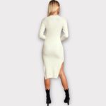 Lulus NWT. Snuggle Party Ivory Mock Neck Midi Sweater Dress Photo 4