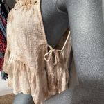 Aerie Tie Dye Babydoll Tank Beige Square Neck Boho Lagenlook Crochet Flowy Sz L Photo 2
