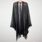 Casa Maca Black Shimmer Open Knit Mesh Fringe‎ Kimono Swim Cover One Size Size undefined Photo 2
