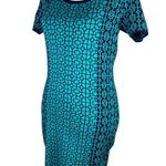 Romeo + Juliet Couture Sweater Dress M Teal Navy Geometric Print Photo 5