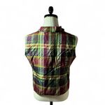 Silk Plaid Sleeveless‎ Blouse Top Button Down Collared Shirt i(E) L Size L Photo 1