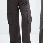 Mango MNG Wide Leg Cargo Pockets Knitted Pants Pull On in Dark Heather Grey S Photo 0