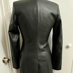 ZARA Black Long Sleeve Double Breasted Faux Leather Fitted Blazer Photo 2