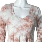 Anthropologie T.La Shirt Women Small Pink White Tie Dye Jill Babydoll Top Peplum Photo 3