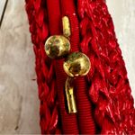 Red Raffia Kiss Lock Clutch Soft Italian Leather Interior Whimsy Evening Summer Photo 5