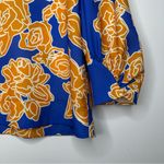 CROSBY by Mollie Burch  Blue Orange Floral V-Neck 3/4 Sleeve Blouse Size XS Photo 4