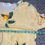 Impressions  medium hi low blouse scoop neck yellow white striped fruit ties Photo 1